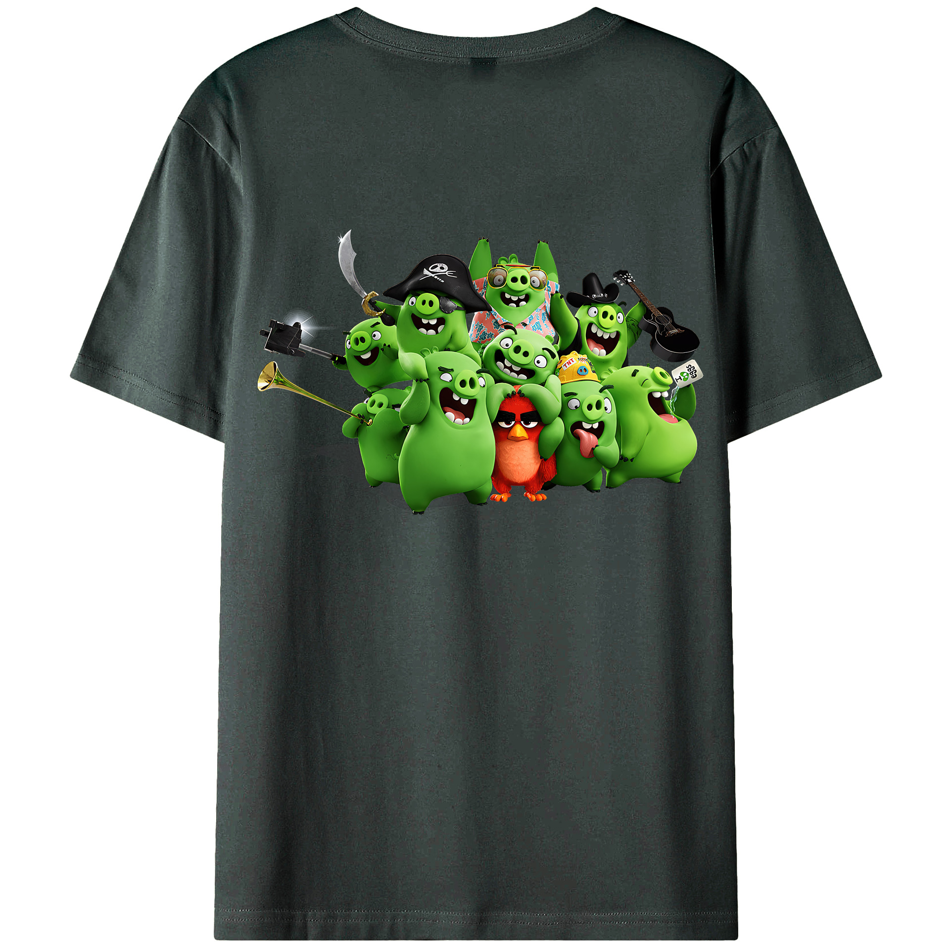 （画像用） Angry Birds アングリーバード 綿100％ メンズ半袖Tシャツ（バックプリント） 通気性